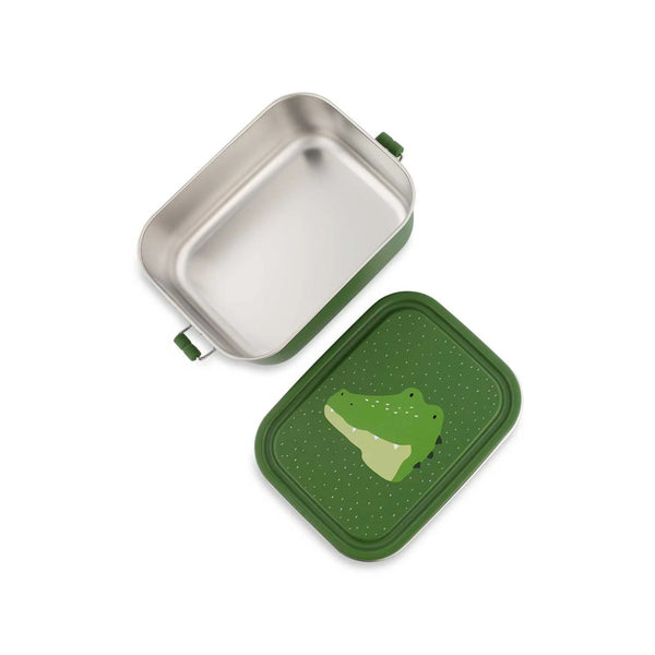 Marmita metálica pequena infantil em aço inoxidável com fechos de silicone, ideal para snacks e pequenas refeições na escola ou passeios
Mr Alligator