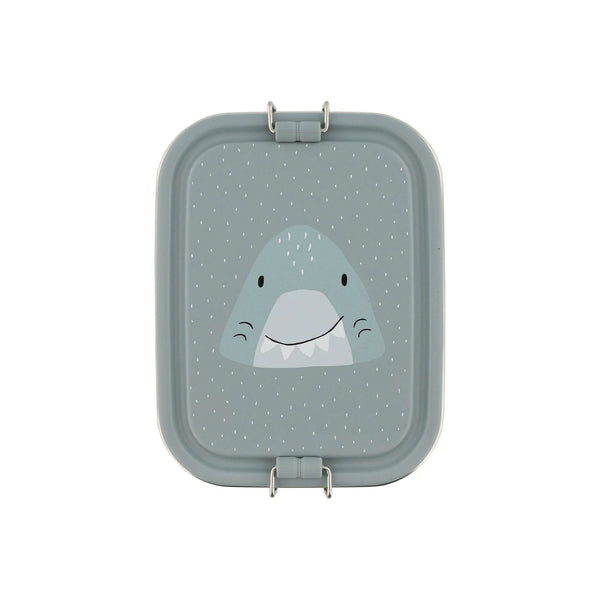 Marmita metálica pequena infantil em aço inoxidável com fechos de silicone, ideal para snacks e pequenas refeições na escola ou passeios
Mr Shark