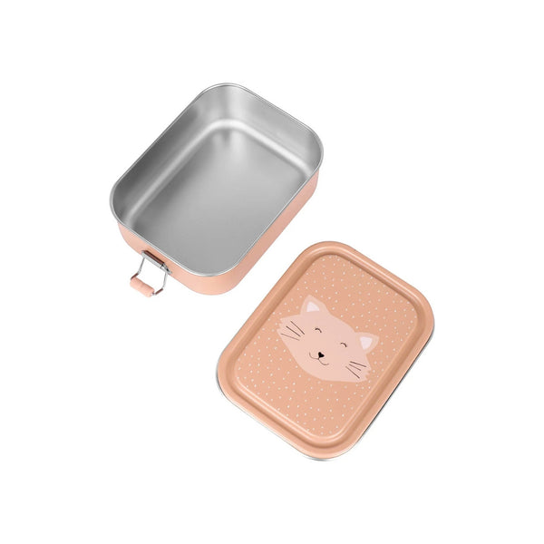 Marmita metálica pequena infantil em aço inoxidável com fechos de silicone, ideal para snacks e pequenas refeições na escola ou passeios
Mrs Cat