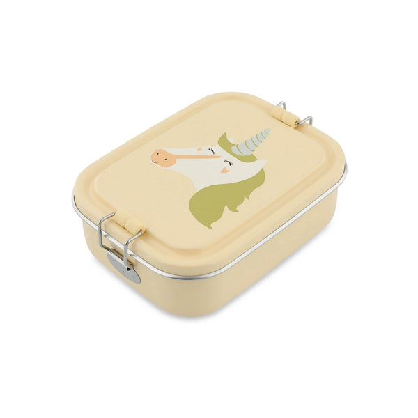 Marmita metálica pequena infantil em aço inoxidável com fechos de silicone, ideal para snacks e pequenas refeições na escola ou passeios
Mrs Unicorn