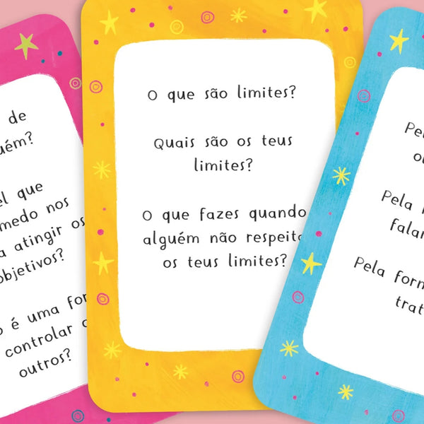 Tu Podes Mudar o Mundo, livro com 30 cartas e 120 perguntas para crianças a partir dos 8 anos, pensado para estimular reflexão e pensamento crítico.
