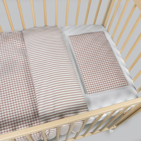 Conjunto para cama de grades da walking mum modelo praline na cor moka - vermelho