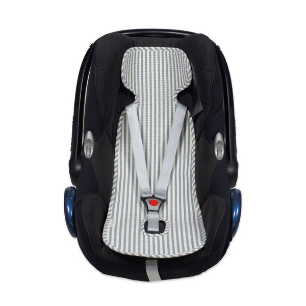 Forra Auto Universal Praliné Stripes Walking Mum para cadeiras auto i-Size 40-105 cm, respirável e confortável, ideal para proteger a cadeira e reduzir a transpiração do bebé. Verde.