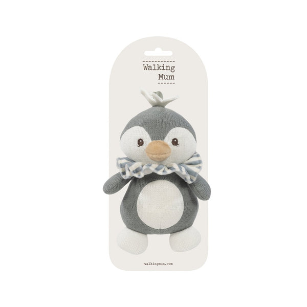 Peluche Musical Pinguim Praliné Mocha Walking Mum com melodia suave, tecido macio e fita de fixação, ideal para acalmar o bebé desde o nascimento verde.