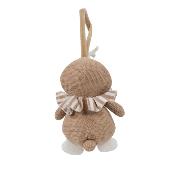 Peluche Musical Pinguim Praliné Mocha Walking Mum com melodia suave, tecido macio e fita de fixação, ideal para acalmar o bebé desde o nascimento vermelho.