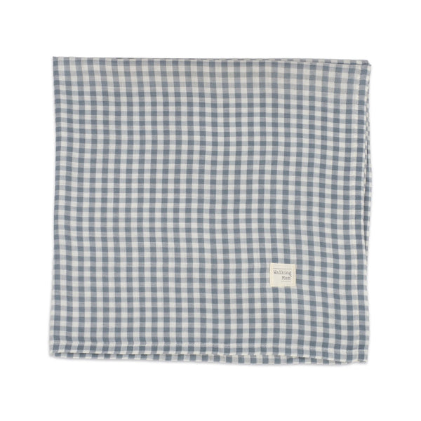 Musselina Praliné Vichy Walking Mum 120x120 cm em bambu e algodão, macia, respirável e ideal para envolver o bebé, passeios e amamentação. Verde.