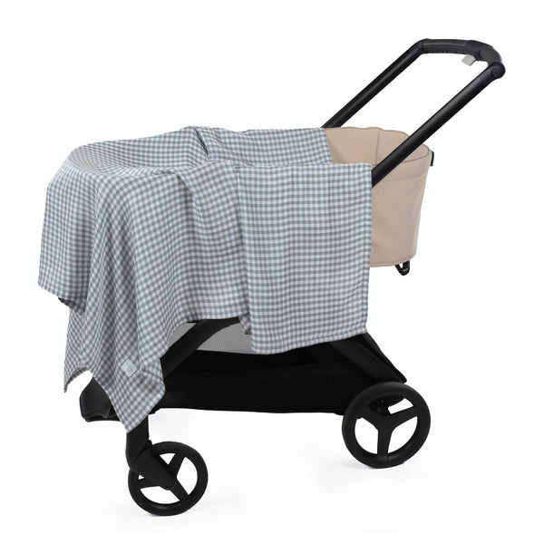 Musselina Praliné Vichy Walking Mum 120x120 cm em bambu e algodão, macia, respirável e ideal para envolver o bebé, passeios e amamentação. Verde.