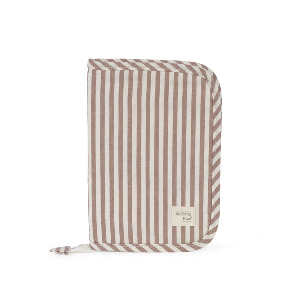 Porta documentos da walking mum modelo praline strips na cor moka - vermelho
