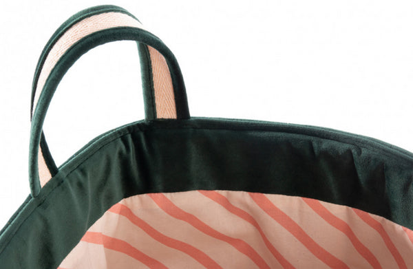 cesto de veludo jungle green