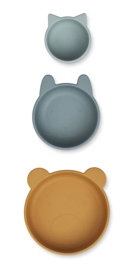 3 TIGELAS - GOLDEN CARAMEL/BLUE MULTI MIX