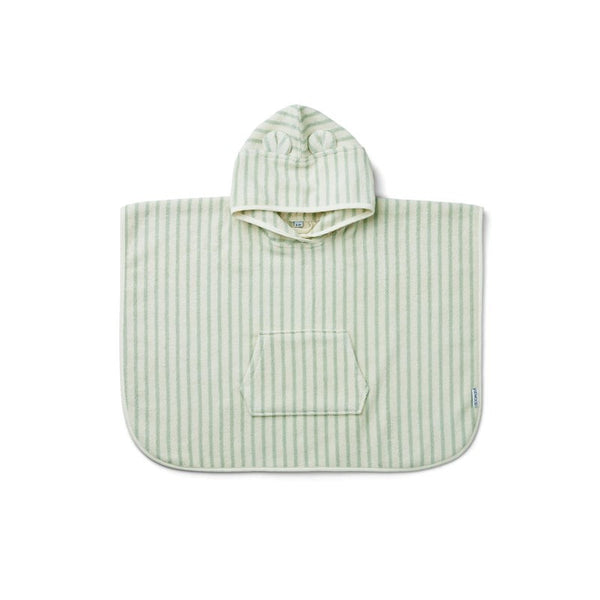 PONCHO 1-2 ANOS - STRIPE DUSTY MINT/CREME DE LA CREME