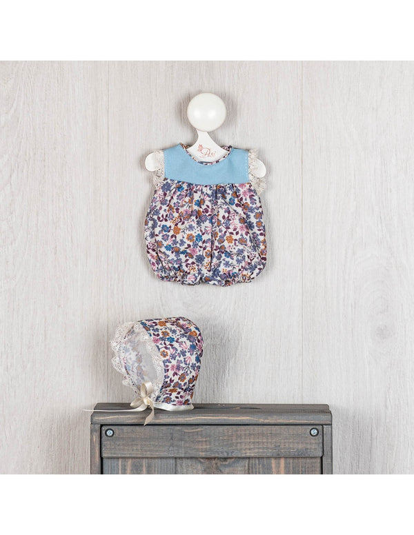 ROUPA PARA GORDI - FOFO AZUL COM FLORES E TOUCA