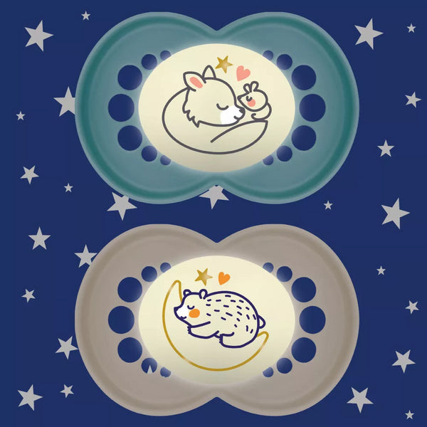 2 CHUPETAS ORIGINAL PURE NIGHT SILICONE 6+ MAM