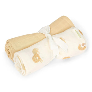 Conjunto de 2 Fraldas de Algodão Little Dutch em musselina de 100% algodão orgânico, nos designs Safari Leo.