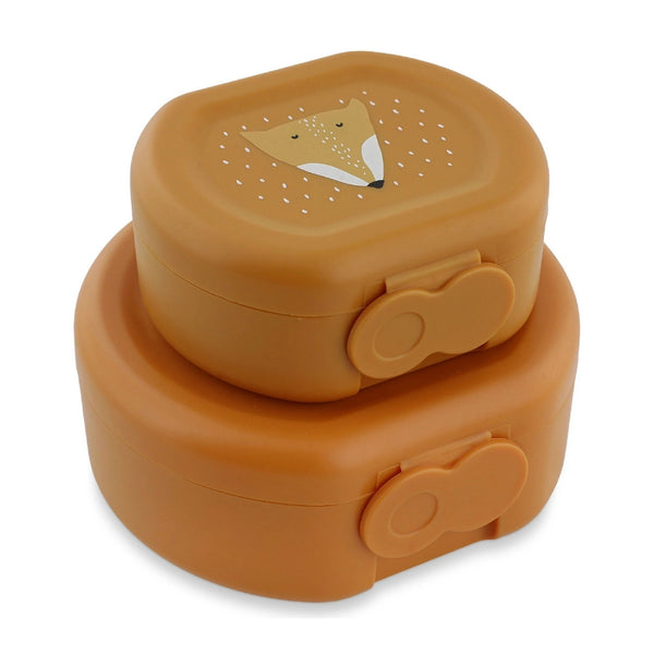 Conjunto de 2 marmitas com clip para crianças, leves e fáceis de abrir, ideais para transportar snacks para a escola, passeios e viagens. Mr Fox