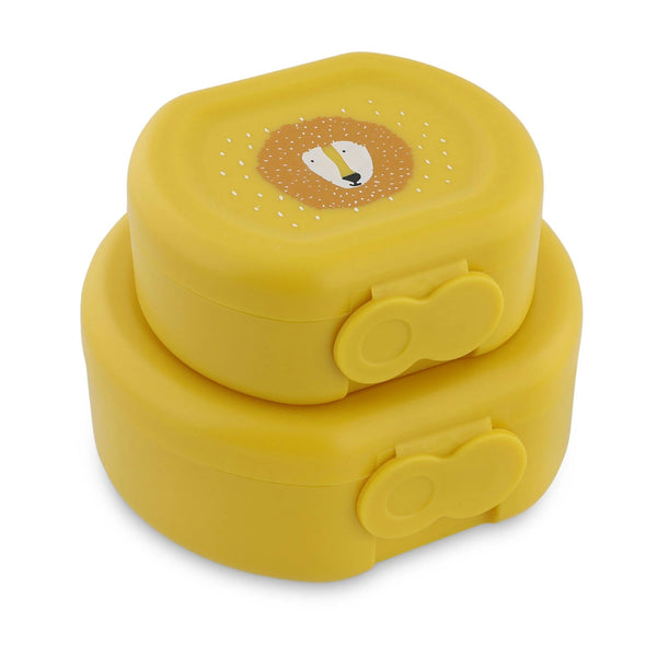 Conjunto de 2 marmitas com clip para crianças, leves e fáceis de abrir, ideais para transportar snacks para a escola, passeios e viagens. Mr Lion