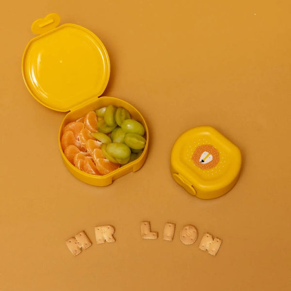 Conjunto de 2 marmitas com clip para crianças, leves e fáceis de abrir, ideais para transportar snacks para a escola, passeios e viagens. Mr Lion