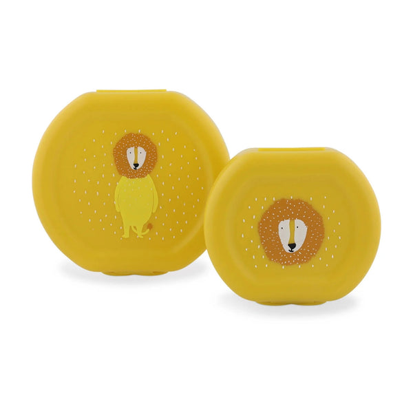 Conjunto de 2 marmitas com clip para crianças, leves e fáceis de abrir, ideais para transportar snacks para a escola, passeios e viagens. Mr Lion