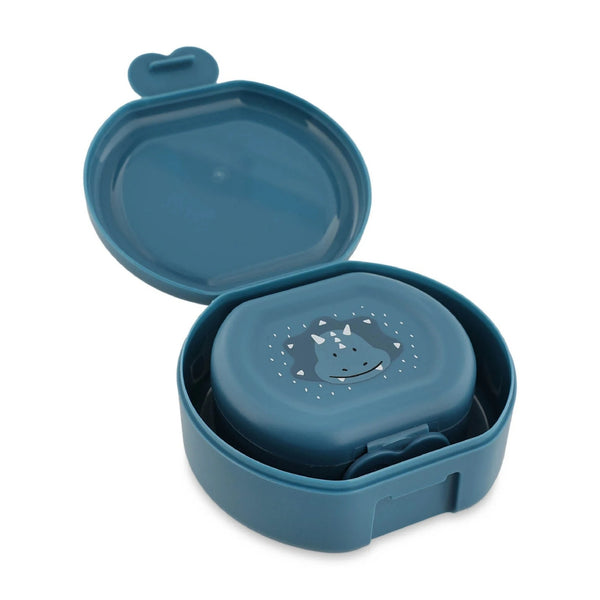 Conjunto de 2 marmitas com clip para crianças, leves e fáceis de abrir, ideais para transportar snacks para a escola, passeios e viagens. Mr Triceratop