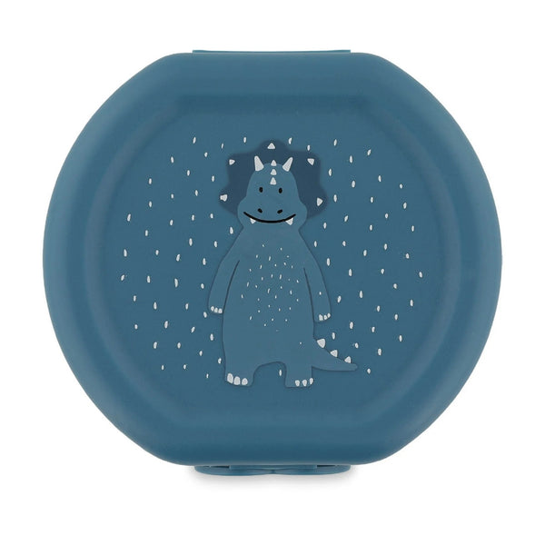 Conjunto de 2 marmitas com clip para crianças, leves e fáceis de abrir, ideais para transportar snacks para a escola, passeios e viagens. Mr Triceratop