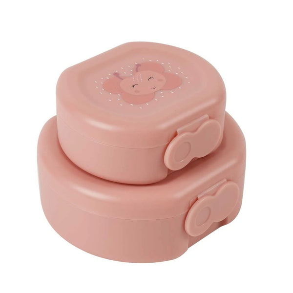 Conjunto de 2 marmitas com clip para crianças, leves e fáceis de abrir, ideais para transportar snacks para a escola, passeios e viagens. Mrs Butterfly