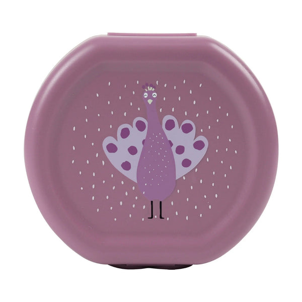 Conjunto de 2 marmitas com clip para crianças, leves e fáceis de abrir, ideais para transportar snacks para a escola, passeios e viagens. Mrs Peacock