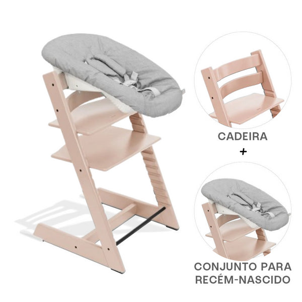 STOKKE TRIPP TRAPP + NEWBORN SET - BEECH SERENE PINK