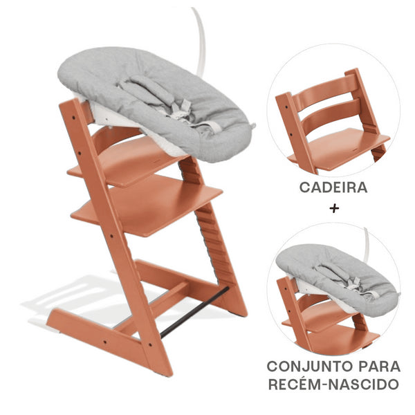 STOKKE TRIPP TRAPP + NEWBORN SET - BEECH TERRACOTTA