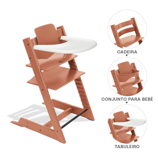 STOKKE TRIPP TRAPP + BABY SET² + TABULEIRO - BEECH TERRACOTTA