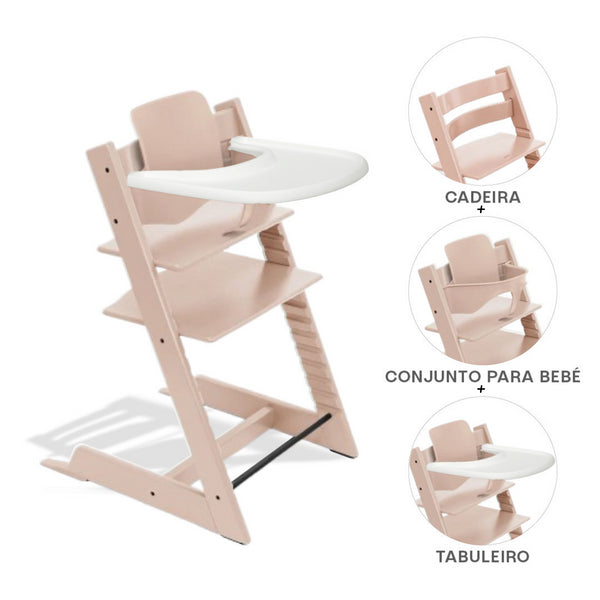 STOKKE TRIPP TRAPP + BABY SET² + TABULEIRO - BEECH SERENE PINK