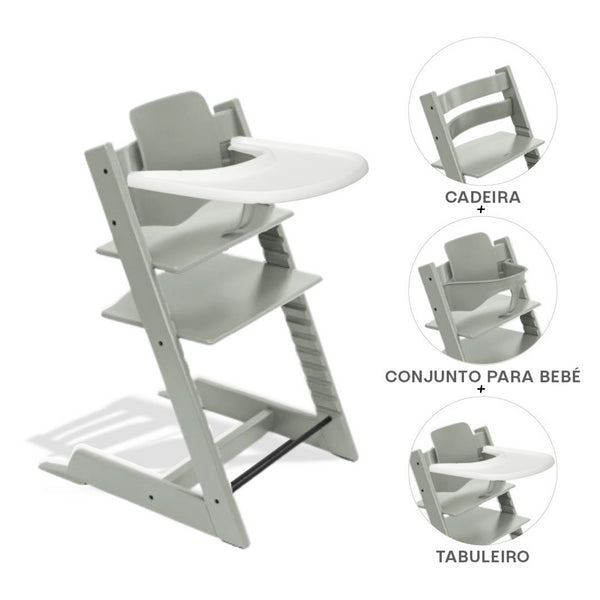 STOKKE TRIPP TRAPP + BABY SET² + TABULEIRO - BEECH GLACIER GREEN