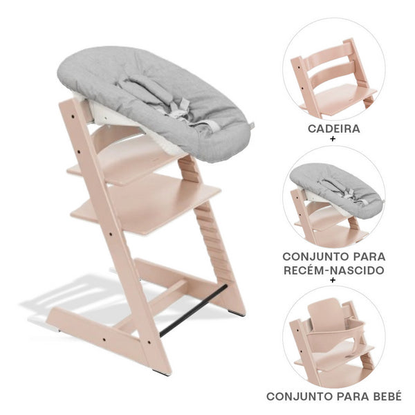 STOKKE TRIPP TRAPP + BABY SET² + NEWBORN SET- BEECH SERENE PINK