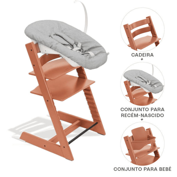 STOKKE TRIPP TRAPP + BABY SET² + NEWBORN SET- BEECH TERRACOTTA