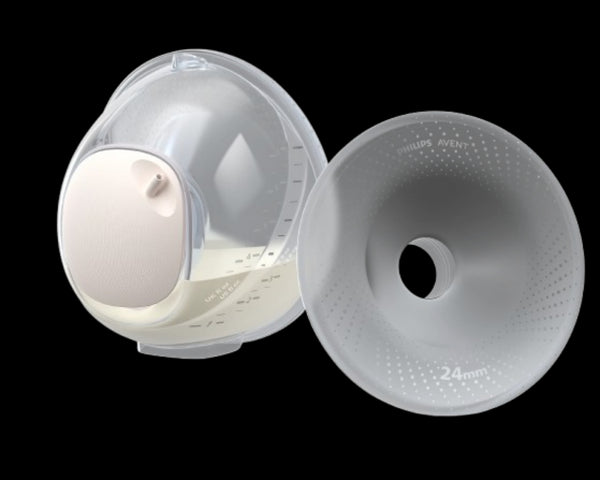 Collection cups for Philips Avent double hands-free electric pump.