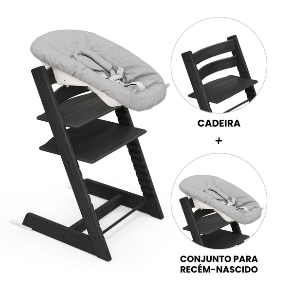 STOKKE TRIPP TRAPP + NEWBORN SET -  OAK BLACK