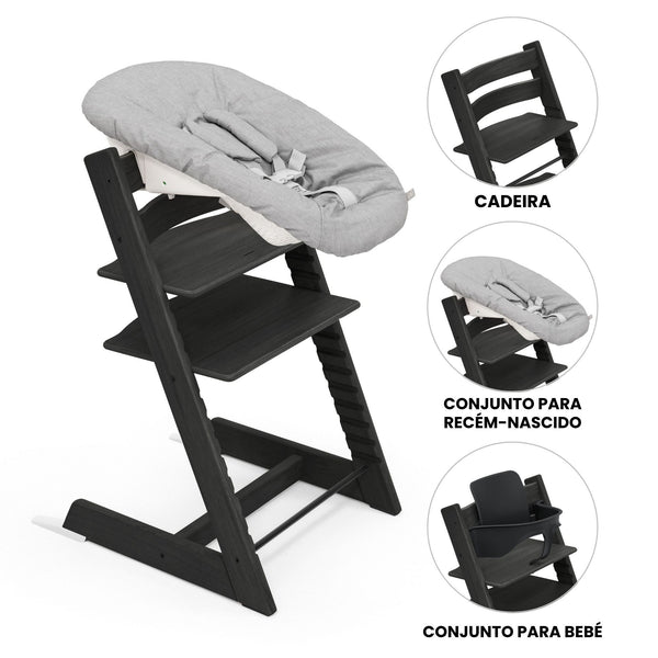 STOKKE TRIPP TRAPP + BABY SET² + NEWBORN SET- OAK BLACK