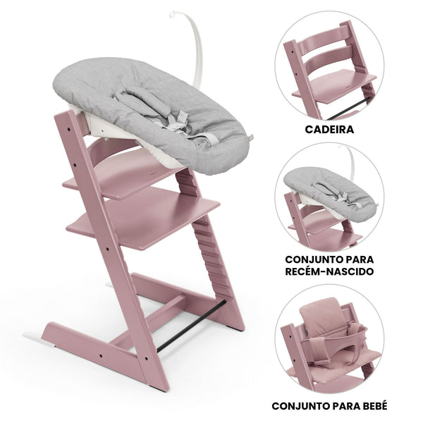 STOKKE TRIPP TRAPP + BABY SET² + NEWBORN SET- BEECH HEATH MAUVE