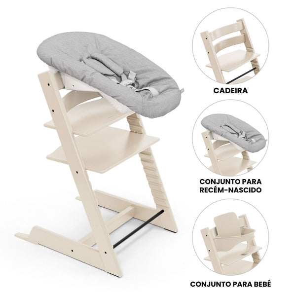 STOKKE TRIPP TRAPP + BABY SET² + NEWBORN SET- BEECH VANILLA WHITE
