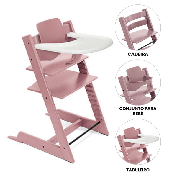 STOKKE TRIPP TRAPP + BABY SET² + TABULEIRO - BEECH HEATH MAUVE