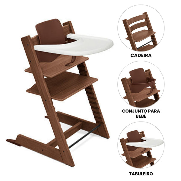 STOKKE TRIPP TRAPP + BABY SET² + TABULEIRO - BEECH WARM BROWN