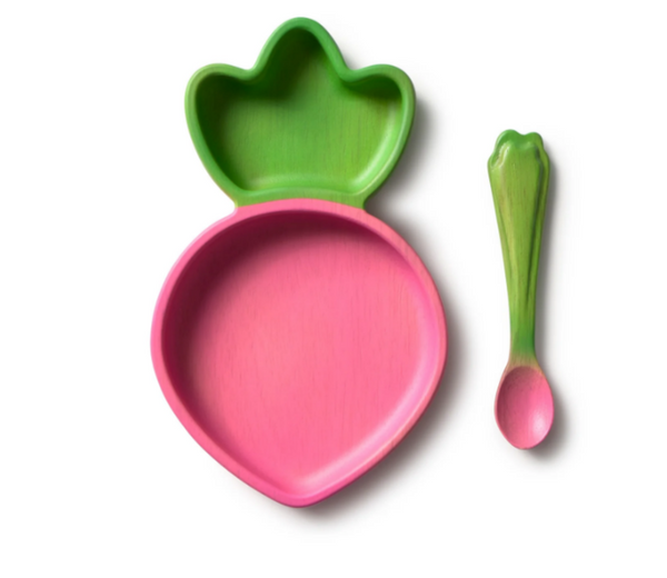 PRATO E COLHER DE MADEIRA