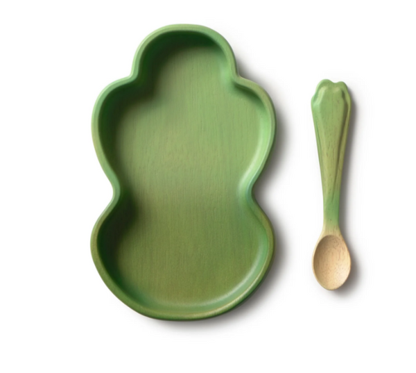 PRATO E COLHER DE MADEIRA