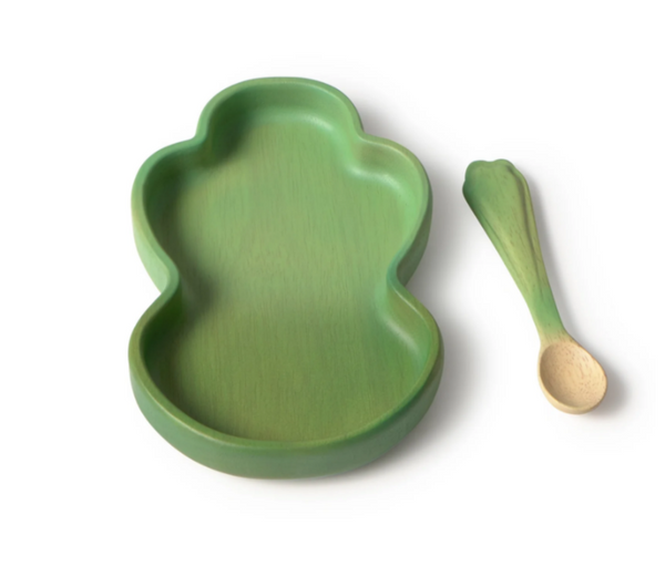 PRATO E COLHER DE MADEIRA