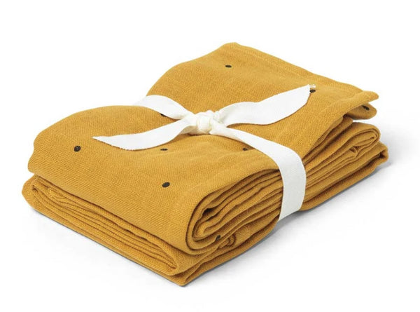 2 FRALDAS DE ALGODÃO - CLASSIC DOT MUSTARD