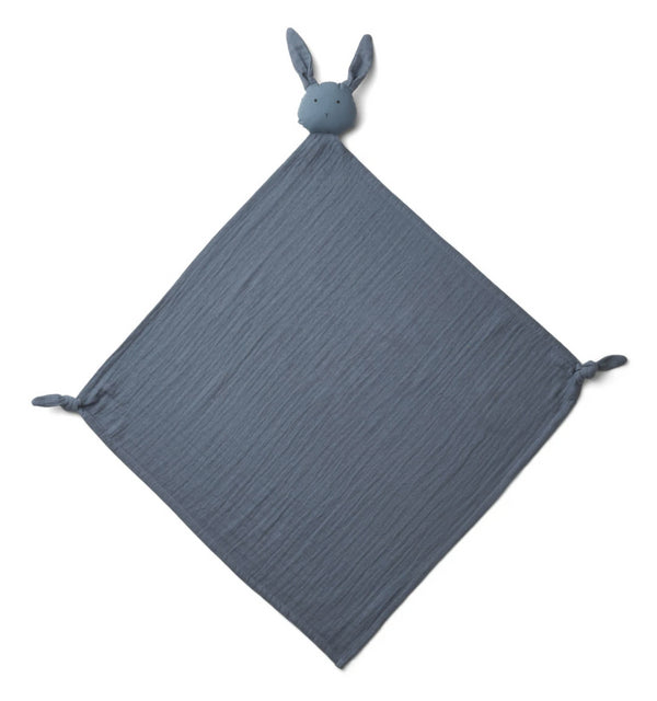 Doudou musselina coelho azul escuro