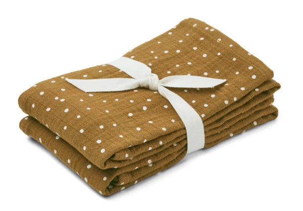 2 fraldas de algodão verde azeitona com confetis