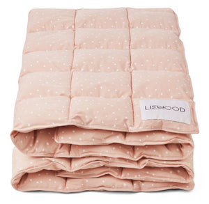 Edredon cama de grades rosa com confetis