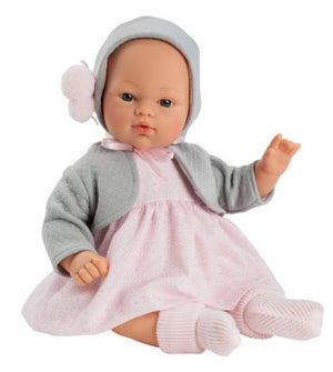 Koke - vestido rosa com casaco cinza