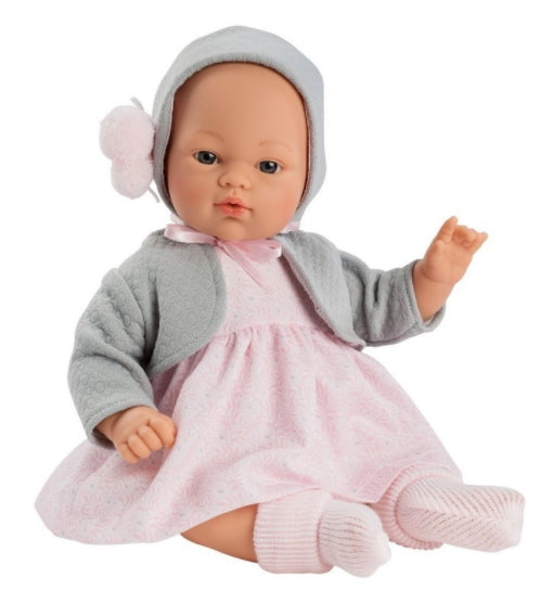 Koke - vestido rosa com casaco cinza