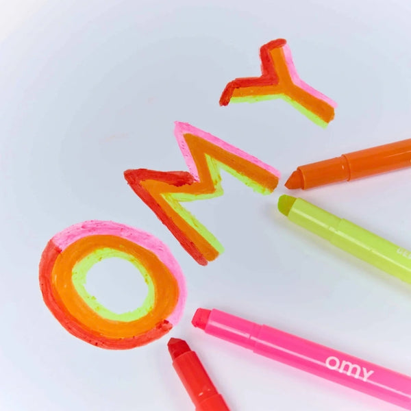 9 Lápis de Gel OMY Gelly Flow com textura ultra suave e cores vivas, brilhantes e opacas para desenhar e colorir.